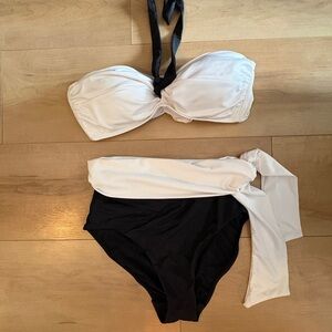 Ralph Lauren Black and White Bandeau Swim Top
